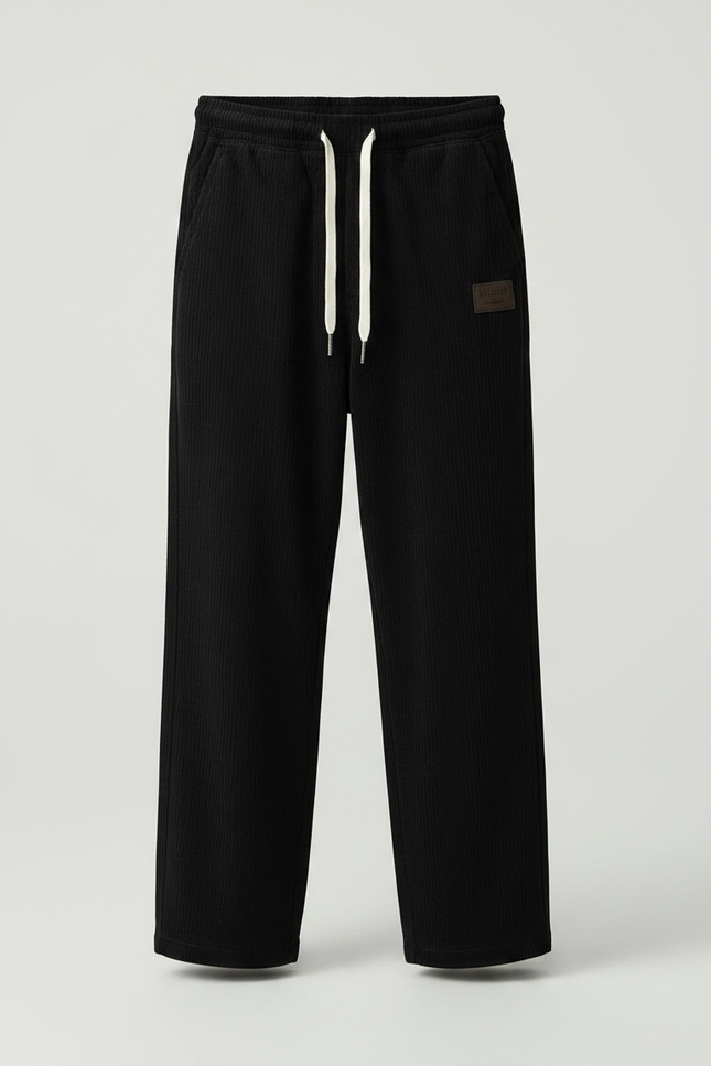 Pantalon Noir Côtelé Ample Décontracté Confortable - Cordé - vue 3