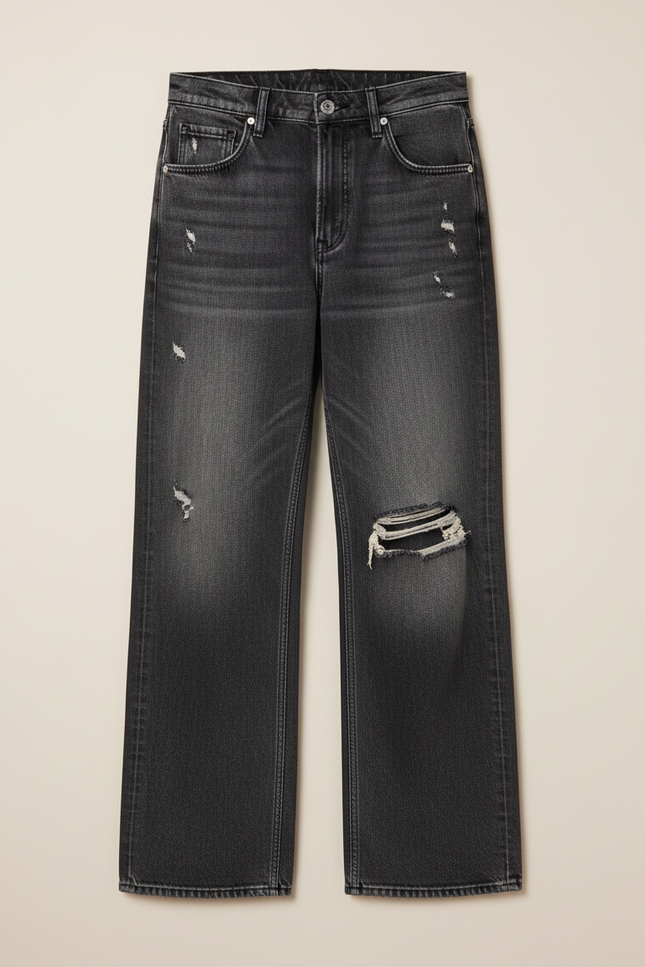 Pantalon Noir Jean Ample Déchiré Garçon Dégradé - vue 3