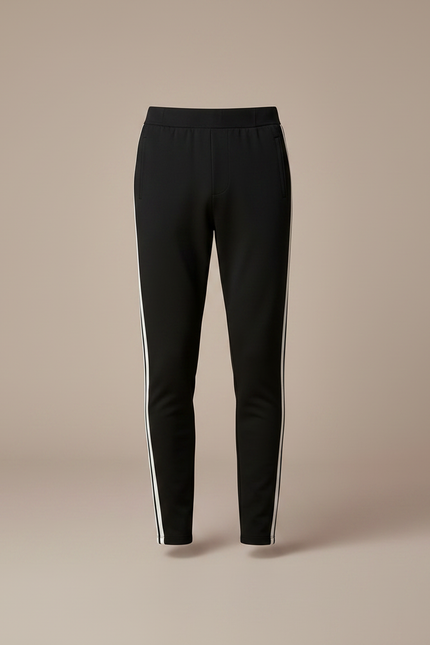 Pantalon Noir Slim Bande Blanche Latérale Homme - Maille - vue 3