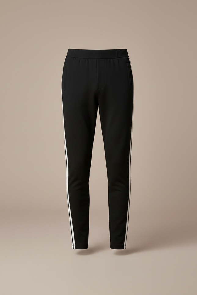 Pantalon Noir Slim Bande Blanche Latérale Homme - Maille - vue 3