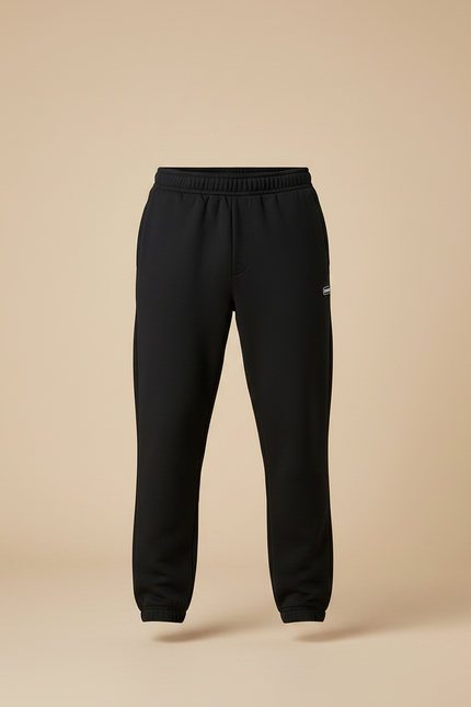 Pantalon Noir Style Jogging - Molleton - vue 3