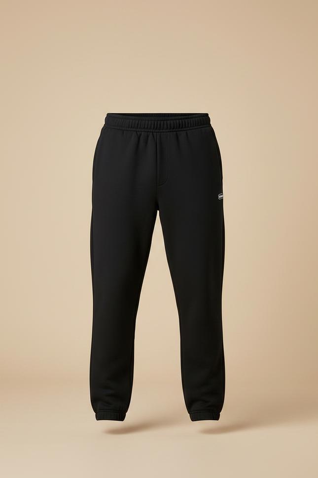 Pantalon Noir Style Jogging - Molleton - vue 3