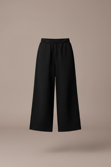 Pantalon Noir Ample Confortable Fille Décontracté - Molleton - vue 3