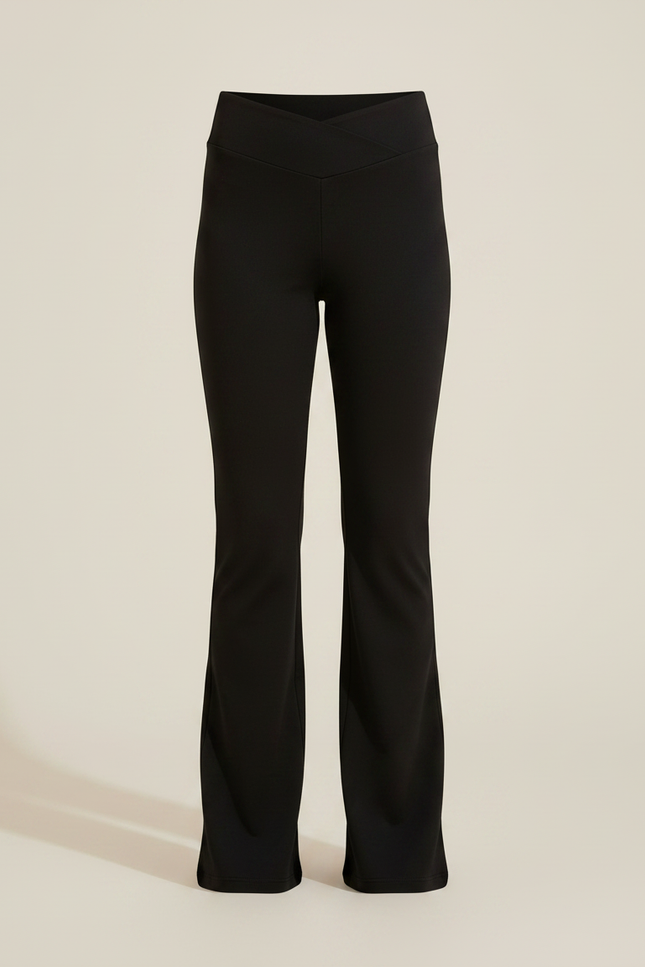Pantalon Noir Flared Taille Haute Fille Confortable - Maille - vue 3