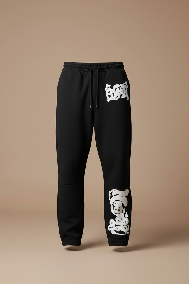 Pantalon Noir Imprimé Graphique Ample Décontracté Homme - Molleton - vue 3