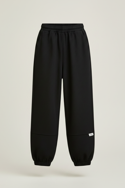 Pantalon Noir Côtelé Ample Jogging Enfant - Cordé - vue 3