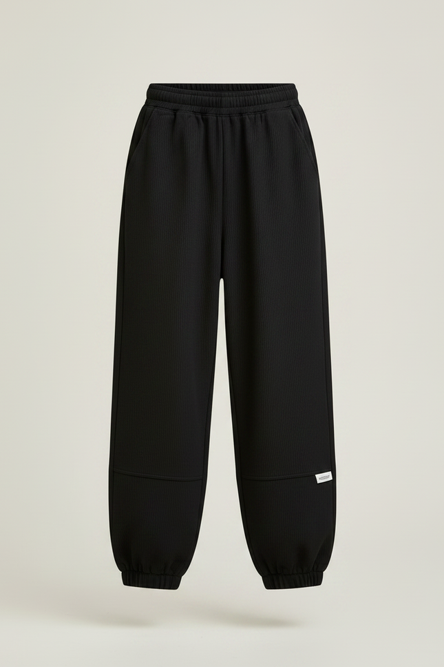 Pantalon Noir Côtelé Ample Jogging Enfant - Cordé - vue 3
