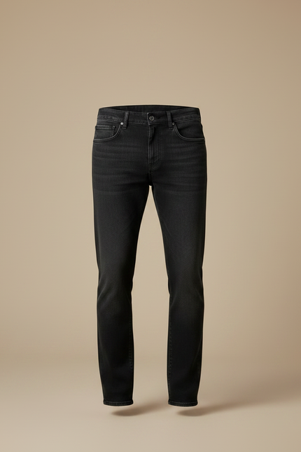 Pantalon Noir Jean Coupe Droite Homme Décontracté - vue 3
