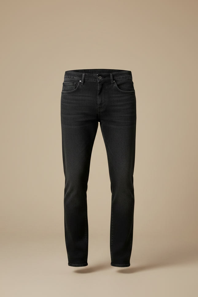 Pantalon Noir Jean Coupe Droite Homme Décontracté - vue 3
