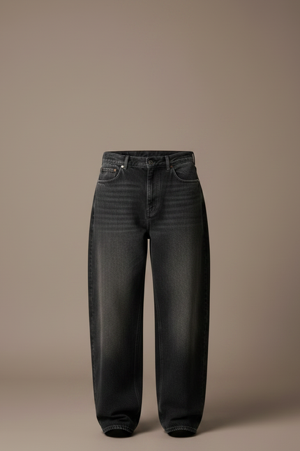 Pantalon Noir Ample Délavé Denim Décontracté Homme - Jean - vue 3