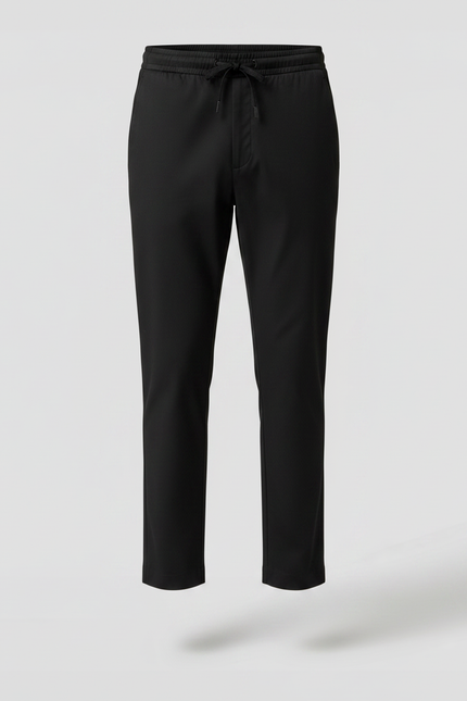Pantalon Noir Homme Cordon Décontracté Slim Élégant - Polyester - vue 3