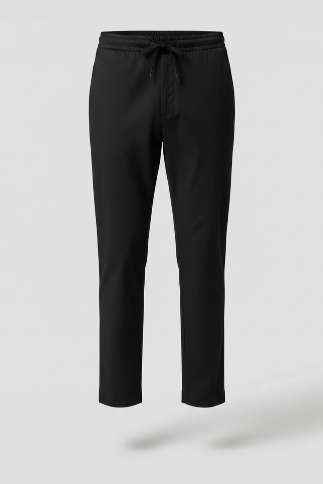 Pantalon Noir Homme Cordon Décontracté Slim Élégant - Polyester - vue 3