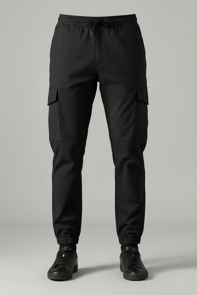 Pantalon Cargo Slim Noir - Polyester - vue 3