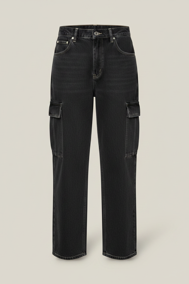 Pantalon Cargo Noir Femme - Gris Jean - vue 3