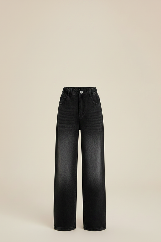 Pantalon Noir Ample Denim Vintage Fille Décontracté - Jean - vue 3