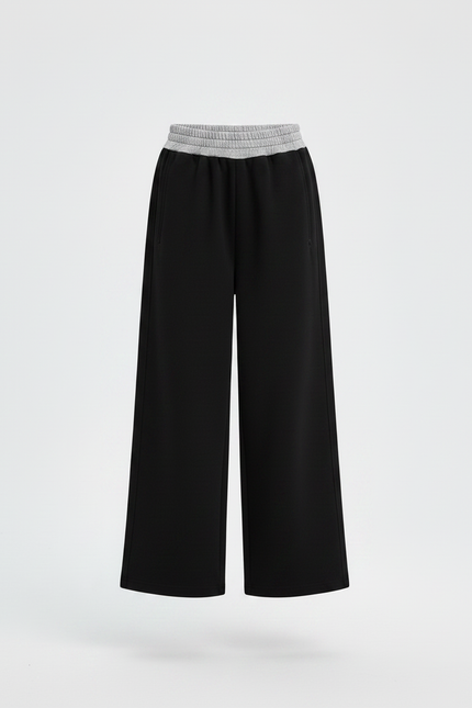 Pantalon Noir Ample Coton Élastique Fille Sport - Molleton - vue 3