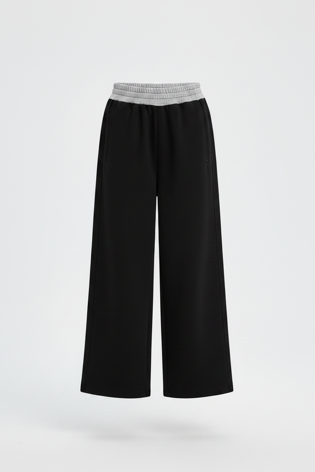 Pantalon Noir Ample Coton Élastique Fille Sport - Molleton - vue 3