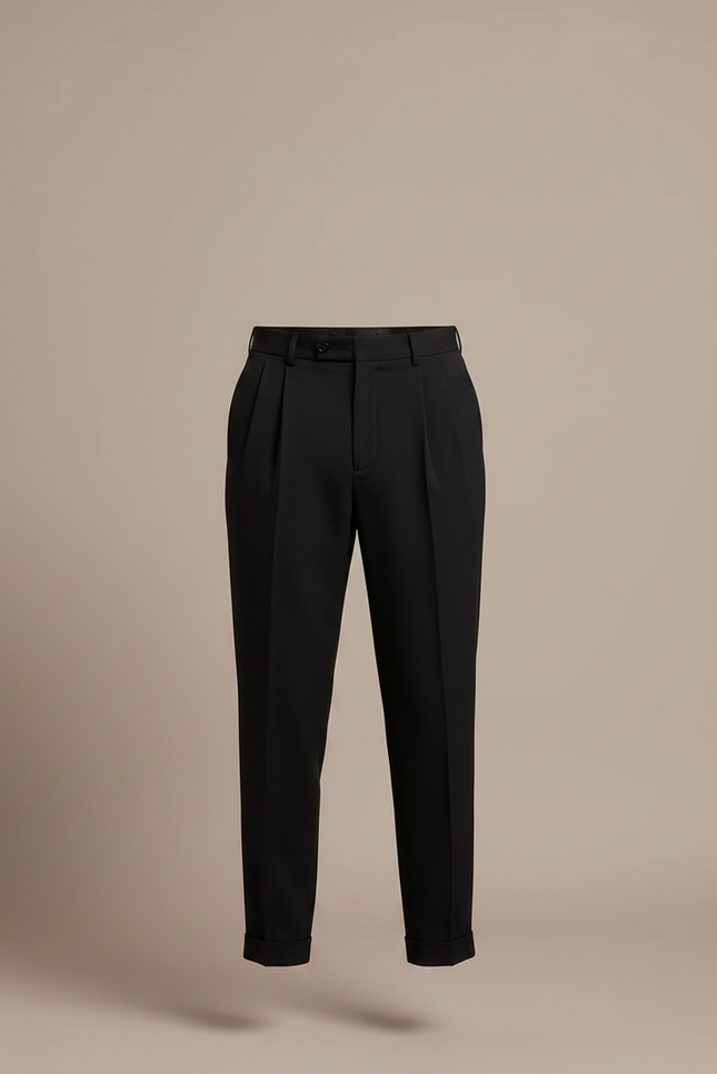 Pantalon Noir Plissé Ample Homme Décontracté - Polyester - vue 3