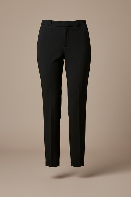 Pantalon Noir Femme Cigarette Taille Haute Élégant - Gabardine - vue 3