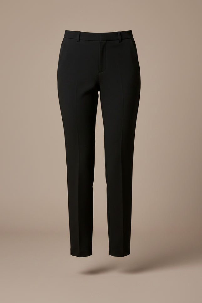 Pantalon Noir Femme Cigarette Taille Haute Élégant - Gabardine - vue 3