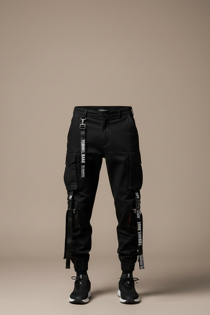 Pantalon Noir Cargo Streetwear Ample Homme - Toile - vue 3