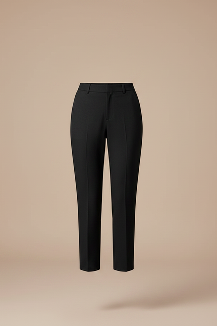 Pantalon Noir Cigarette Taille Haute Décontracté Élégant - Gabardine - vue 3