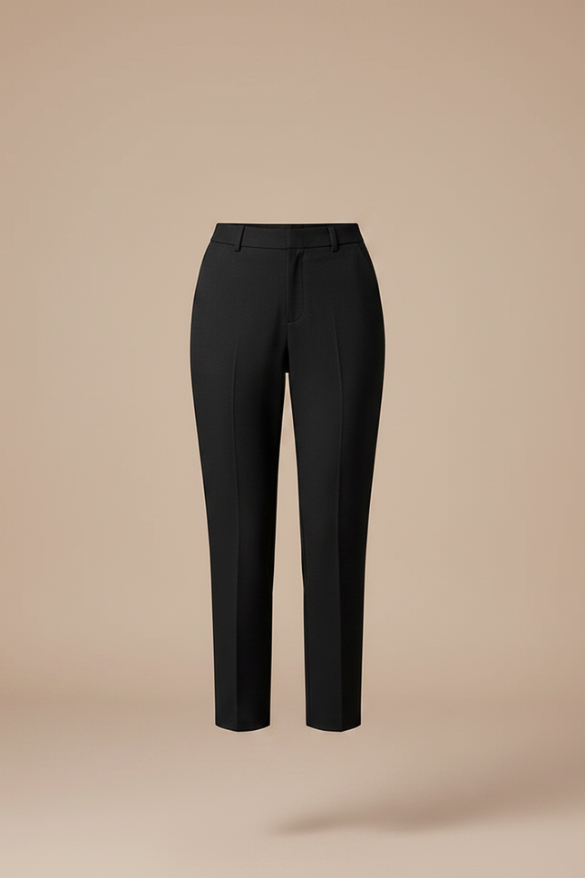 Pantalon Noir Cigarette Taille Haute Décontracté Élégant - Gabardine - vue 3