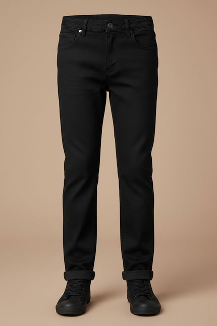 Pantalon Noir Enfant Slim Décontracté Coton Ceinturé - vue 3