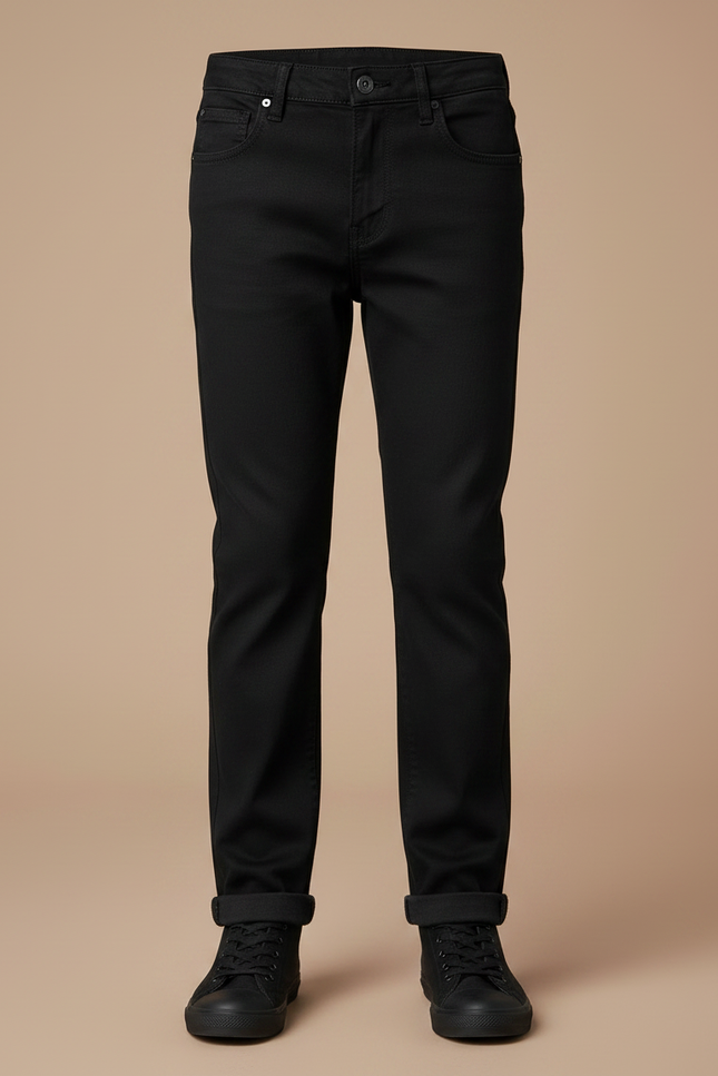 Pantalon Noir Enfant Slim Décontracté Coton Ceinturé - vue 3