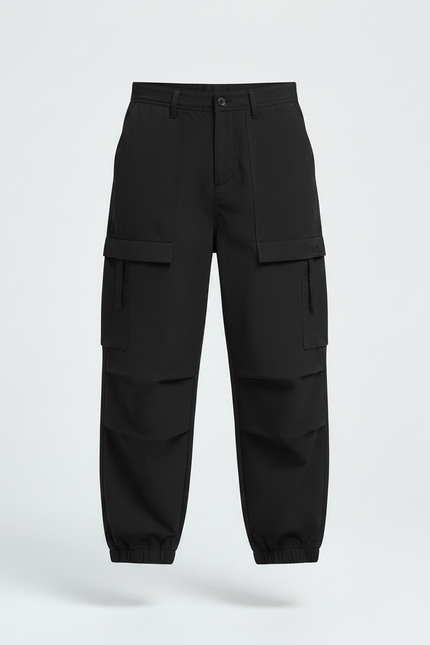 Pantalon Noir Cargo Ample Décontracté Garçon - Polyester - vue 3