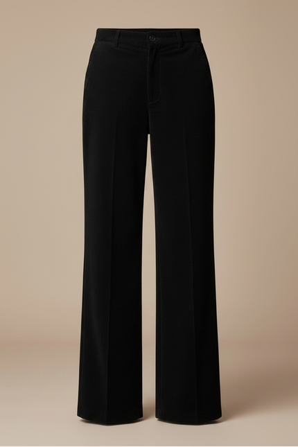 Pantalon Noir Côtelé Ample Décontracté Hiver Femme - Cordé - vue 3