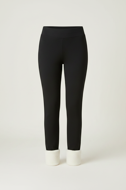 Pantalon Noir Slim Doublé Polaire Chaud Femme - Polyester - vue 3