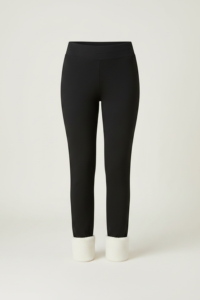 Pantalon Noir Slim Doublé Polaire Chaud Femme - Polyester - vue 3