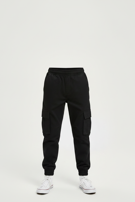 Pantalon Noir Cargo Jogging Décontracté Enfant - Coton - vue 3