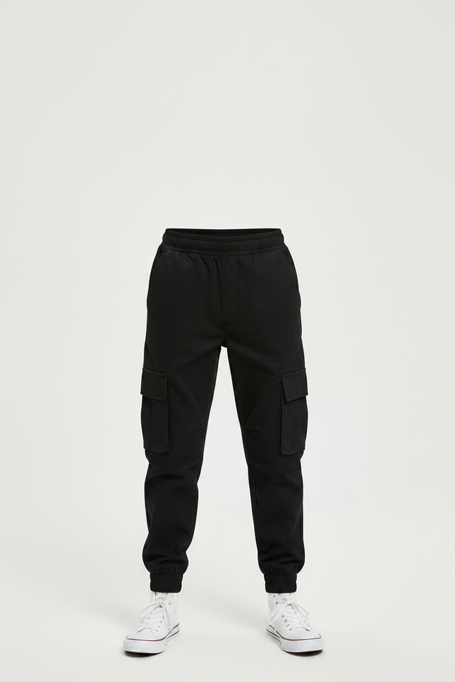 Pantalon Noir Cargo Jogging Décontracté Enfant - Coton - vue 3