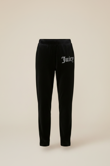 Pantalon Noir Velours Logo Confortable Femme Élégant - vue 3