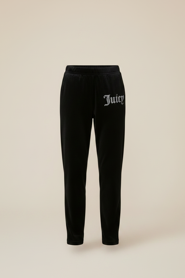 Pantalon Noir Velours Logo Confortable Femme Élégant - vue 3