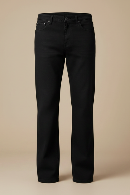 Pantalon Noir Coupe Droite Décontracté Classique Homme - Jean - vue 3