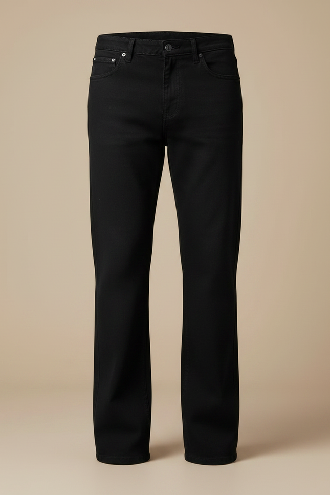 Pantalon Noir Coupe Droite Décontracté Classique Homme - Jean - vue 3