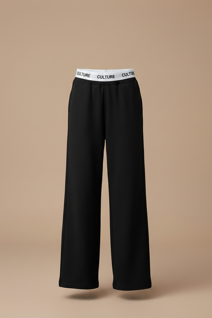 Pantalon Noir Ample Élastique Bande Culture Confortable Fille - Molleton - vue 3