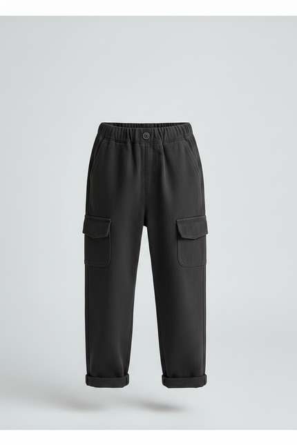 Pantalon Noir Cargo Enfant Ample Décontracté - Molleton - vue 3