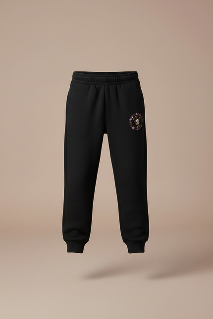 Pantalon Noir Garçon Molletonné Jogging Motif Floral Animal - vue 3