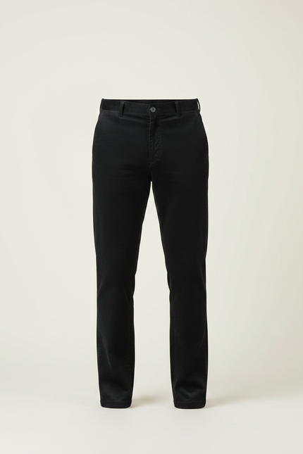 Pantalon Noir Côtelé Droit Décontracté Homme - Cordé - vue 3