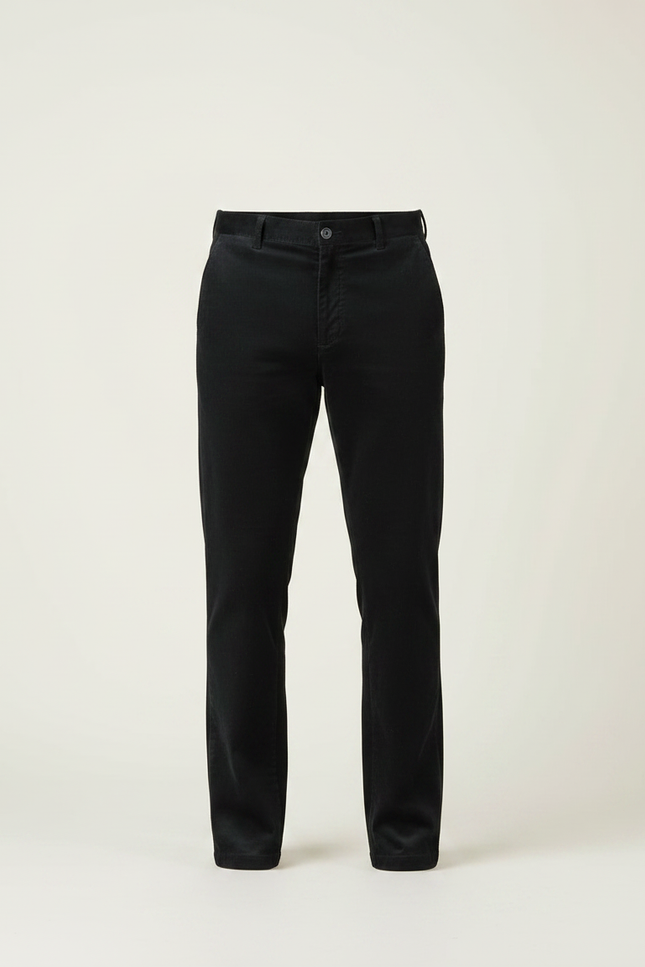 Pantalon Noir Côtelé Droit Décontracté Homme - Cordé - vue 3