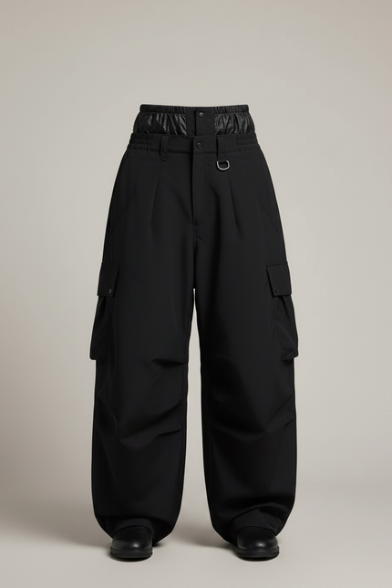 Pantalon Noir Cargo Ample Imperméable Homme - Polyester - vue 3