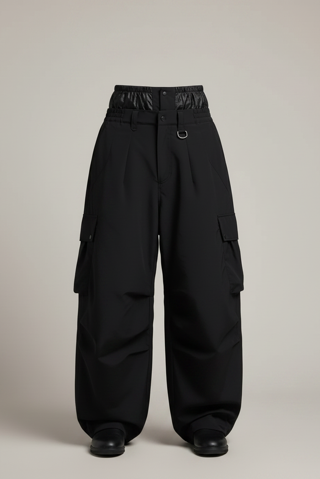 Pantalon Noir Cargo Ample Imperméable Homme - Polyester - vue 3