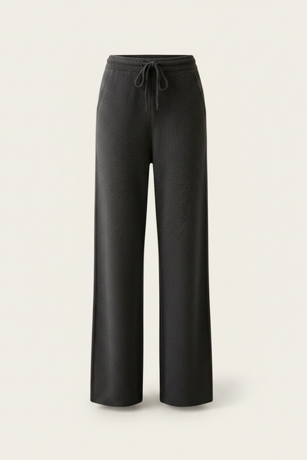 Pantalon Noir Tricot Ample Cordon Confortable Femme - Gris Maille - vue 3