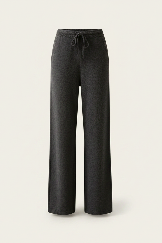 Pantalon Noir Tricot Ample Cordon Confortable Femme - Gris Maille - vue 3
