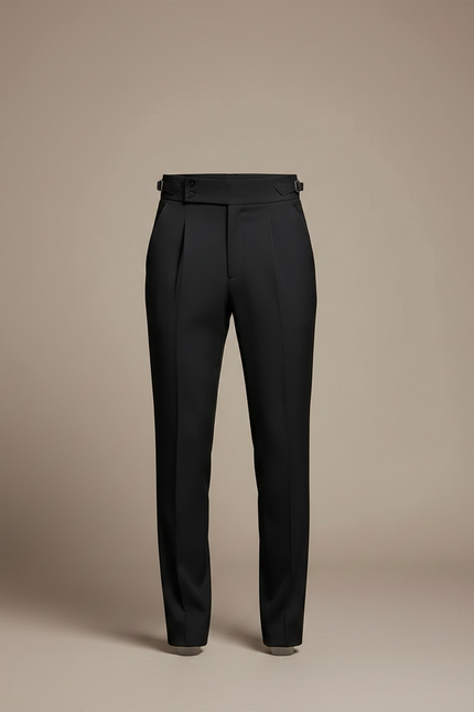 Pantalon Noir Homme Plissé Élégant Ajusté Formel - Gabardine - vue 3