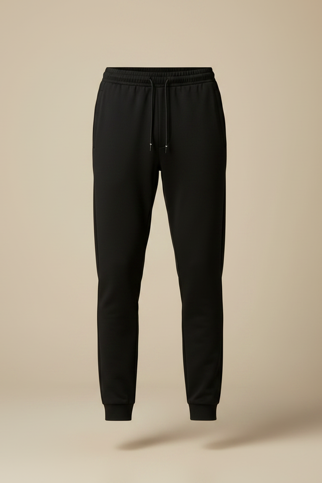 Pantalon Noir Homme Jogging Cordon Cheville Ajustée - Molleton - vue 3
